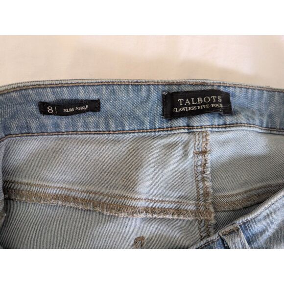 Talbots Flawless Five Pocket Slim Ankle Jeans 8 Blue Womens Mid Rise Stretch - Picture 6 of 11